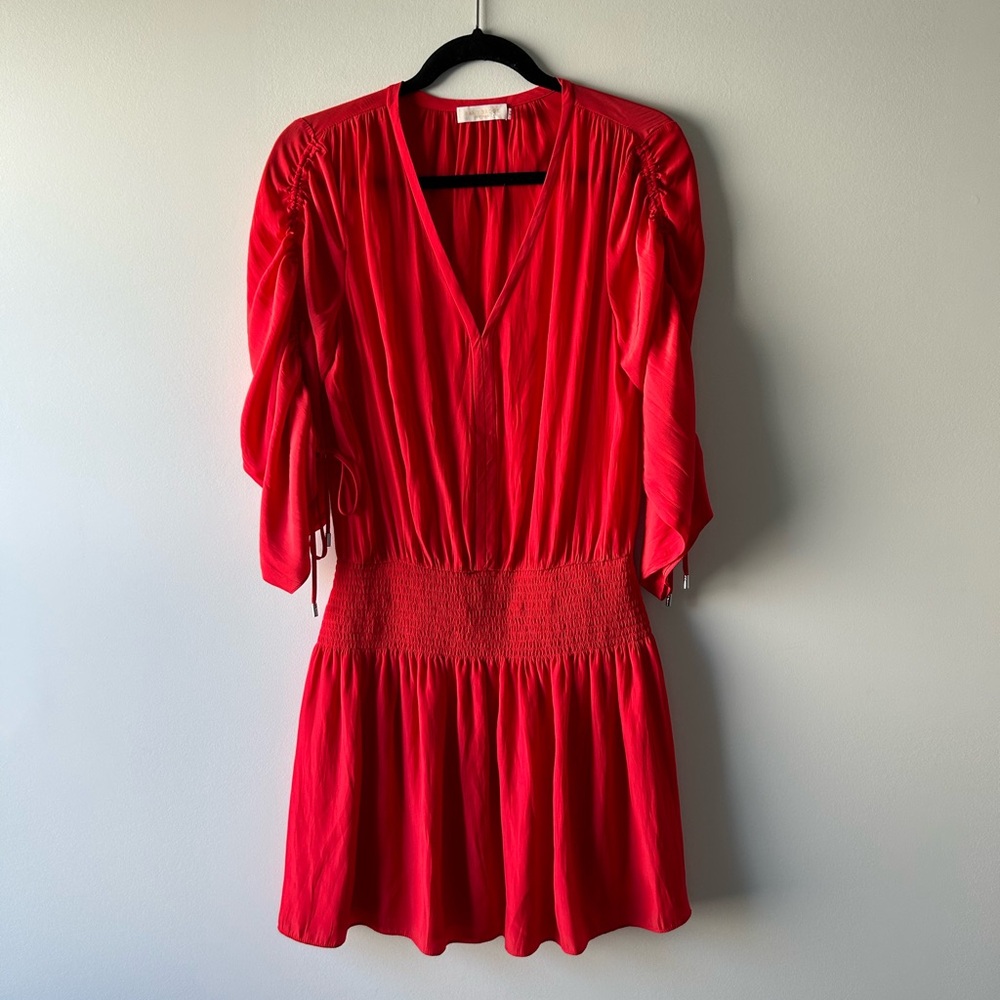 Ramy Brook red/orange smocked drop waist dress